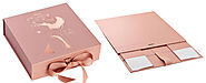 Pink Color Foldable Gift Boxes With Ribbon Closure