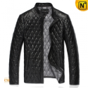 Mens Black Quilted Leather Jacket CW821001 - CWMALLS.COM