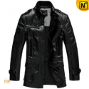 Mens Black Goatskin Leather Hunting Coat CW833901 - CWMALLS.COM