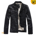 Black Sheepskin Leather Jacket Men CW819055 - CWMALLS.COM