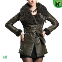 Women Black/Olive Sheepskin Leather Jacket CW684053 - M.CWMALLS.COM