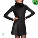 Black Fur Lined Women Leather Coat CW695102 - M.CWMALLS.COM