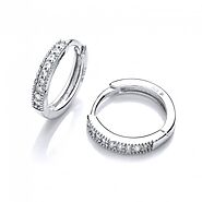 DiamonDust Jewellery Sterling Silver Fine Round Hoop Earrings Created with Swarovski Zirconia