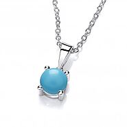 Sterling Silver Created Turquoise Necklace December Birthstone