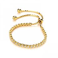 DiamonDust Jewellery Sterling Silver & Yellow Gold Plated Tennis Friendship Bracelet Created with Swarovski Zirconia