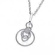 Sterling Silver Diamond Cut Interlocking Circles Necklace