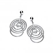 Sterling Silver Diamond Cut Circles Drop Earrings