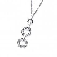 Sterling Silver Diamond Cut Triple Drop Circle Necklace