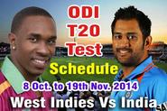 India Vs West Indies Series 2014 Live Streaming ODI T20 Test