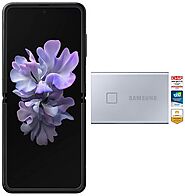 Samsung Galaxy Z Flip (Black, 8GB RAM, 256GB Storage)-Samsung T7 Touch 1TB USB 3.2 Gen 2 (10Gbps, Type-C) External So...