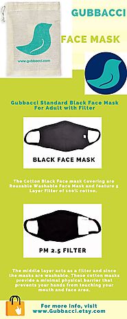 Gubbacci Standard Black Face Mask For Adult with Filter