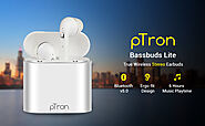 PTron Bassbuds Lite in-Ear True Wireless Bluetooth Headphones (TWS) with Mic - (White)