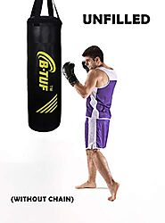 48" PUNCHING BAG WITH CHAINS Sparring MMA Boxing Training Canvas Heavy Duty 