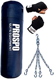 PROSPO 36-inch Black Synthetic SRF Punching Bag with Hand Wrap and Chain