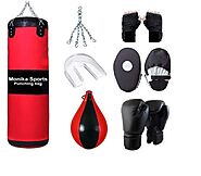 Buy Monika Sports 3 feet Unfilled Boxing Bag with Chain + Boxing Gloves+1 Pair of Focus Pad + 1 Pair of Boxing handwr...