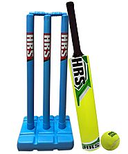 Buy HRS Champ Plastic Cricket Set, Assorted Colors (1 Bat, 3 Wickets with stand and bails, 1 Ball) Online at Low Pric...