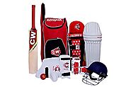 CW Sports Cricket Kit Red Combo Batting Kit Set Equipment for Practice & Club Matches with Short Handle Kashmir Willo...