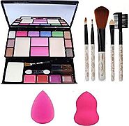 Angelie 6171 Makeup kit + 5 pcs Makeup Brush + 2 pc Blender Puff Combo (4 Items in the set)