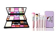 Angelie 6171 Makeup kit+7 Piece Brush Set for Women (Pink)