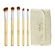 Cala Premium Quality Regular Useful Latest Beauty Fashion Makeup Cosmetic Bamboo Brush 5 Pcs Eye Make-Up Kit For Girl...