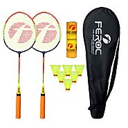 Buy Feroc Turbo Badminton Racket Set of 2 with 6 Pieces Nylon shuttles with Full Cover Online at Low Prices in India ...