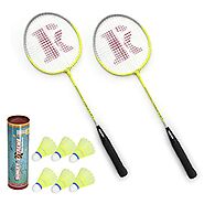 SUNLEY Nexta Set of 2 Piece Badminton Racket with 6 Piece Nylon Shuttle