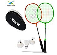 Jaspo Voyager Badminton Beginner Professional Practice Racket Set (2 Racket, 3 Feather Shuttle and Bag)
