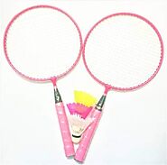 Kids Badminton Racket Set of 2 Racket 3 Plastic Shuttle (Random Mix Colour as per Availability)