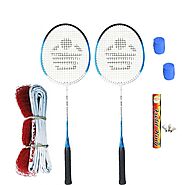 Buy Cosco CB- 85 Badminton Kit (2 Rackets, 2 Grip, 1 Fieldking Shuttlecock and 1 Badminton Net) Online at Low Prices ...