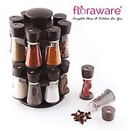 Buy Floraware 16-Jar Revolving Spice Rack (DARKBROWN) Online at Low Prices in India - Amazon.in