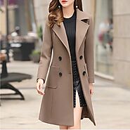 Long Slim Blend Women Overcoat Wool Trench Coat Winter Jacket Outerwear