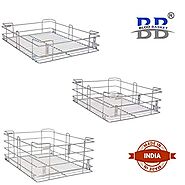 Bloo Basket Stainless Steel Modular Kitchen Multipurpose Utensils Basket Wired (Set of 3) Size 18 20 4/6/8