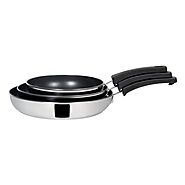 Buy Meyer Kitchen Hacks Stainless Steel + Non-Stick 3Pc Frypan Set (22cm 26cm 30cm) Online at Low Prices in India - A...