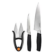 Fiskars 3 Piece Functional Form+ Kitchen Cutting Essentials Set, 550211-1002