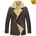 Leather Sheepskin Pea Coat for Men CW856128