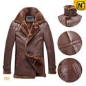 Toronto Sheepskin Leather Pea Coat for Men CW878236