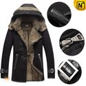 Mens Fur Trim Leather Parka with Hood CW877132