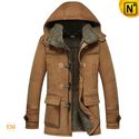 Boston Mens Shearling Lined Leather Parka Jacket CW877093