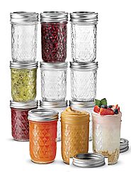 Ginoya Brothers High Ball Mason Glass Jars For Kitchen Storage With Airtight Silver Lid 320 ML (8): Amazon.in: Home I...