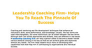 Leadership Coaching Firm- Helps you to Reach the Pinnacle of Success.pdf | DocDroid