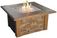 The Outdoor GreatRoom Company Sierra Fire Pit with Super Cast Top in Mocha with Square Burner