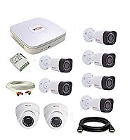 CP Plus set of 2+6 Dome and Bullet CCTV camera with 8 Ch DVR along with accessories.