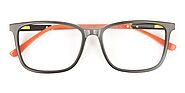 BRADLEY 2 - Sporty Nerd Rectangular Grey Orange Frame Glasses