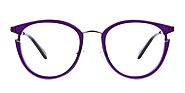 Noble Purple Eyeglasses in Round with Silver Temple