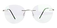 Silver Rimless Round Glasses Metal - SALFORD 4 | Specscart®