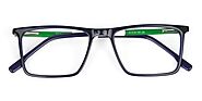Blue & Green Rectangular Glasses - SHELDON 5 | Specscart UK