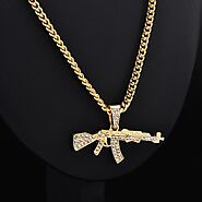 Gun Shape Crystal Rhinestone Pendant Necklace | Shop For Gamers