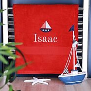 Children's Personalised Sailing Boat Bath Towel