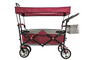Push Pull Wagon With Canopy, Push Wagon For Kids | Red Foldable Wagon