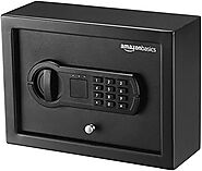 AmazonBasics Small, Slim Desk Drawer Security Safe Lock Box